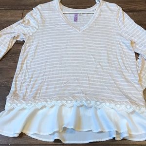 Striped blouse with lace bottom